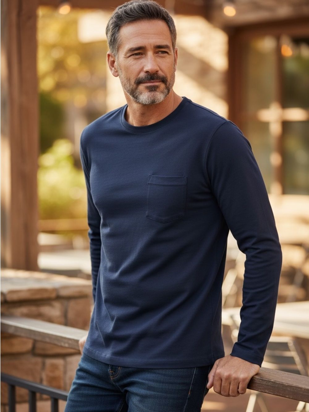 ✨LULULEMON Mens Long Sleeve Sz Large Shirt EUC Front Pocket Run Gym Navy Blue✨